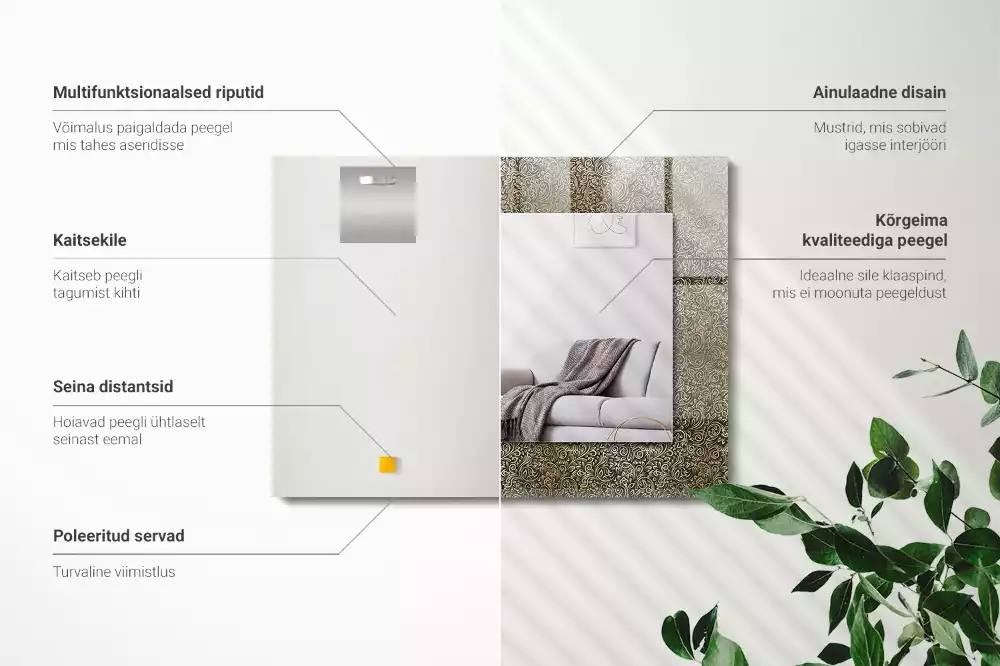 Obdélníkové dekorační zrcadlo Zlatý ozdobný vzor