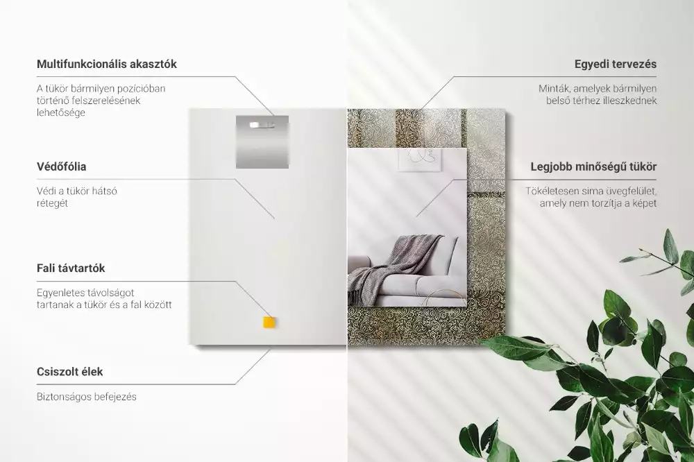 Obdélníkové dekorační zrcadlo Zlatý ozdobný vzor