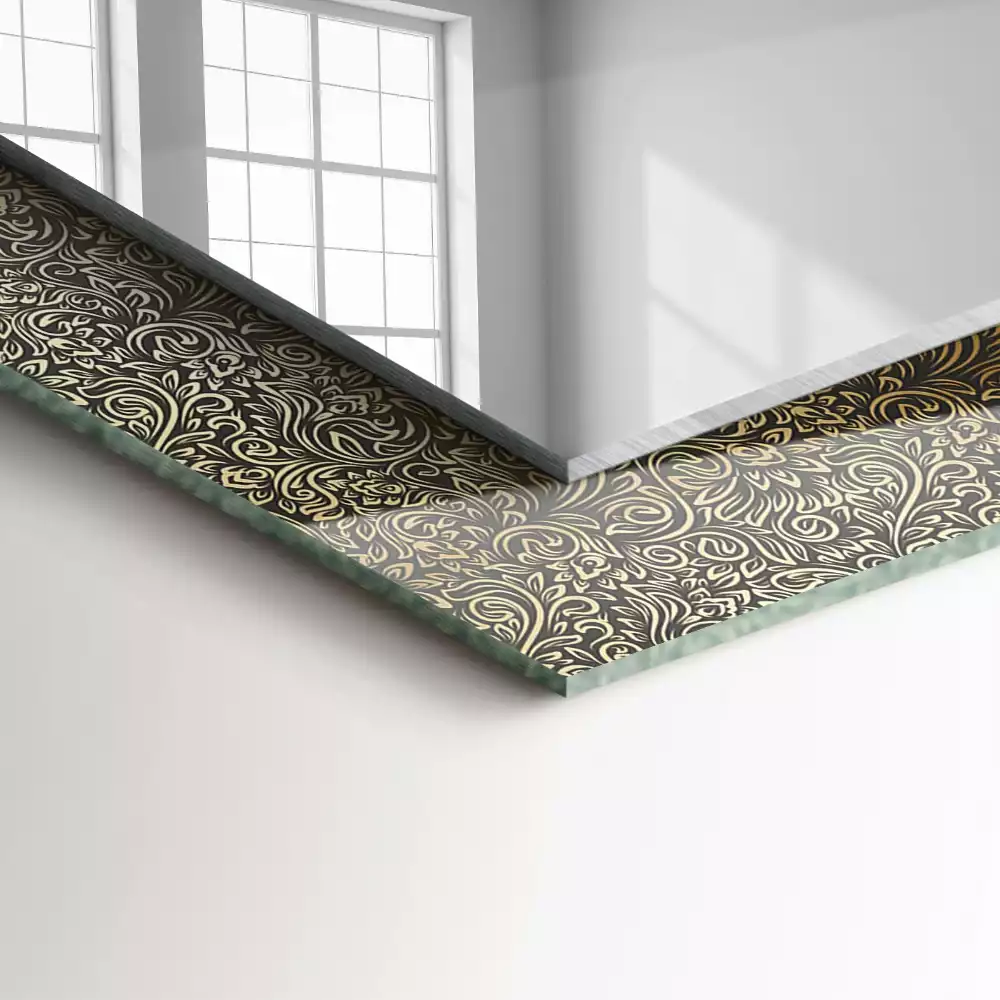 Obdélníkové dekorační zrcadlo Zlatý ozdobný vzor