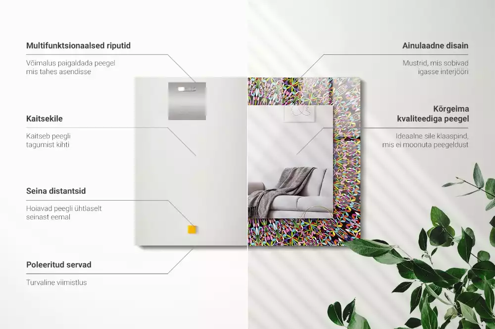 Obdélníkové dekorační zrcadlo Barevný vzor mandaly