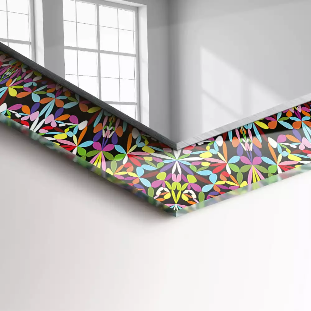 Obdélníkové dekorační zrcadlo Barevný vzor mandaly