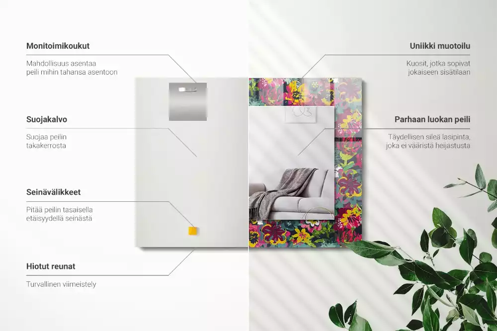 Obdélníkové dekorační zrcadlo Barevné květinové vzory