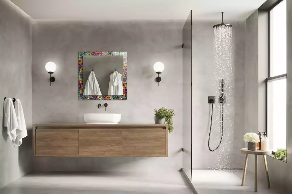 Obdélníkové dekorační zrcadlo Barevné květinové vzory