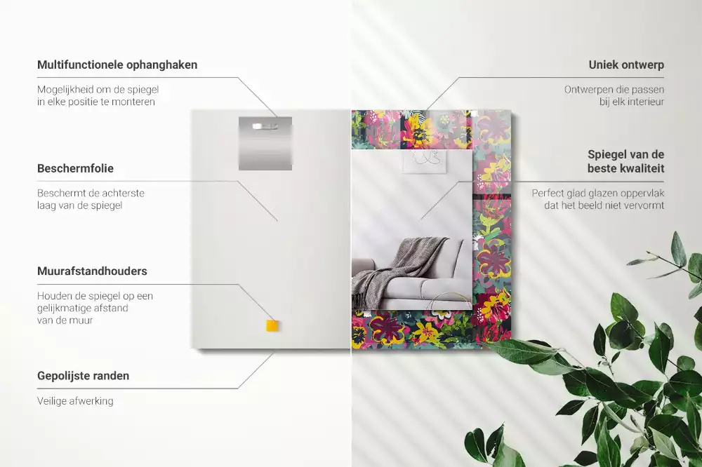 Obdélníkové dekorační zrcadlo Barevné květinové vzory