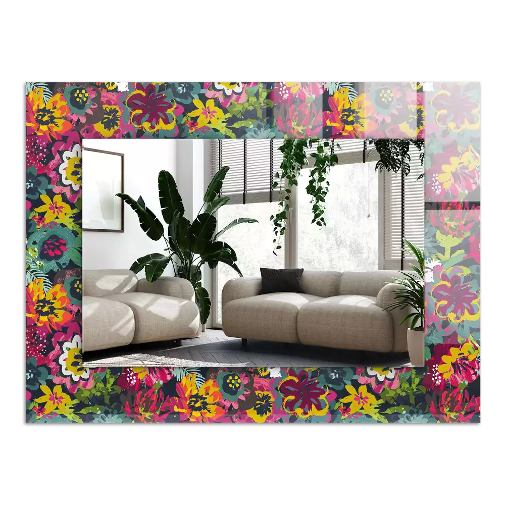 Obdélníkové dekorační zrcadlo Barevné květinové vzory