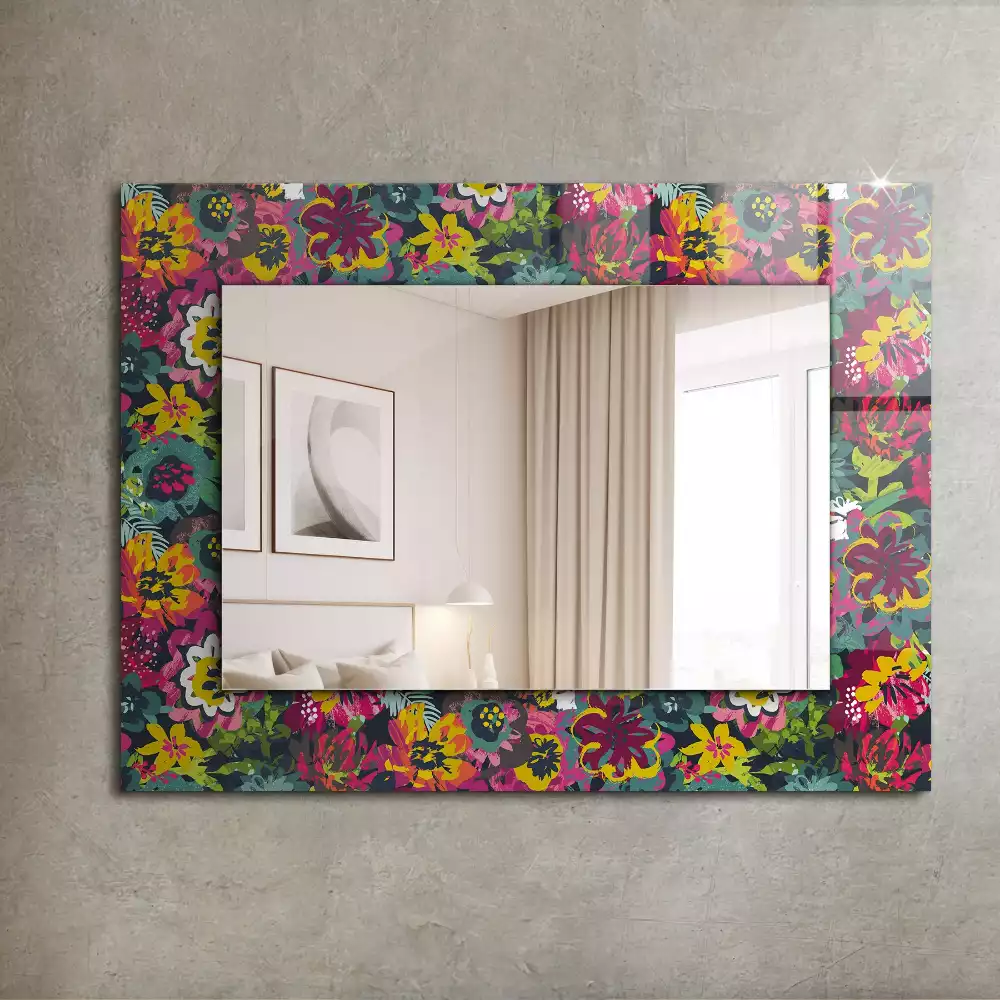 Obdélníkové dekorační zrcadlo Barevné květinové vzory