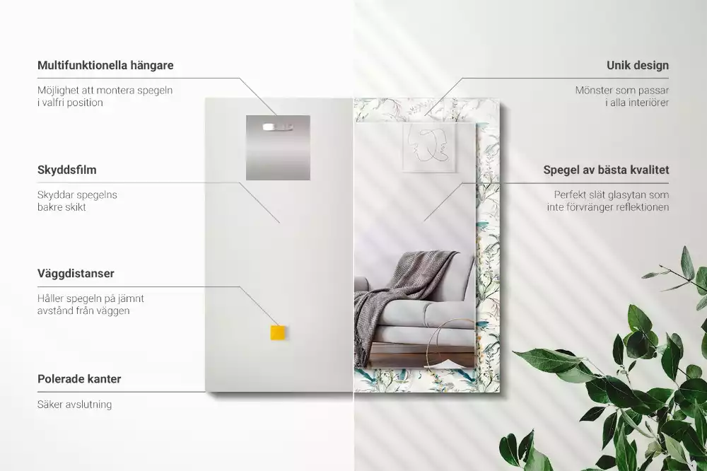 Obdélníkové dekorační zrcadlo Květinový vzor akvarel