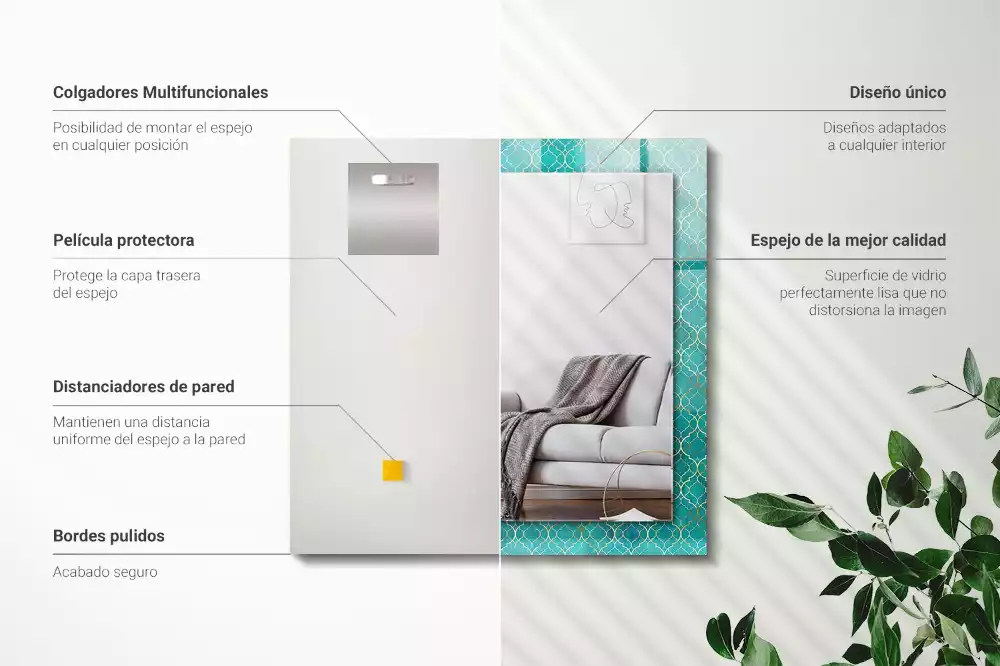 Obdélníkové dekorační zrcadlo Zelený geometrický vzor