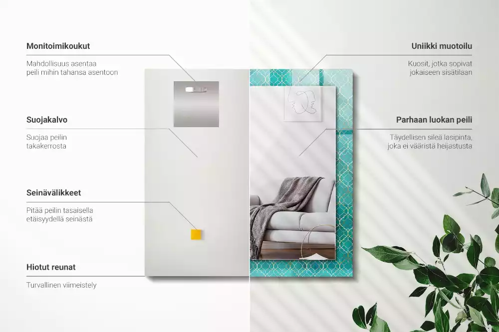 Obdélníkové dekorační zrcadlo Zelený geometrický vzor