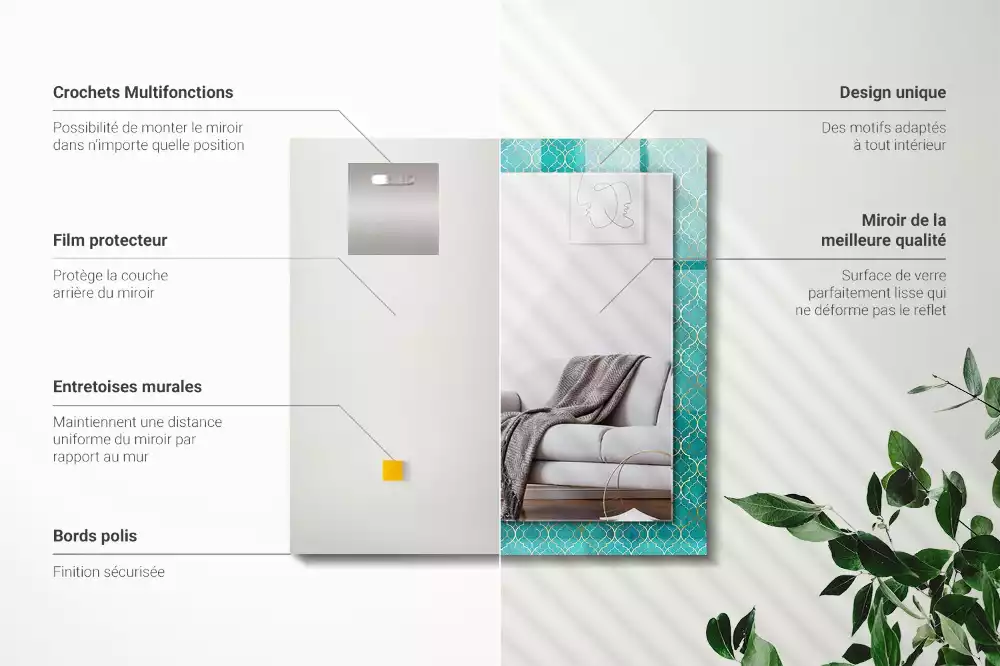 Obdélníkové dekorační zrcadlo Zelený geometrický vzor