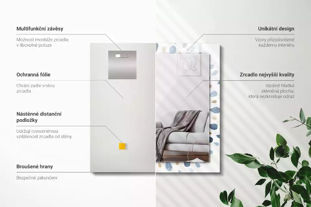 Obdélníkové dekorační zrcadlo Abstraktní vzor mandaly