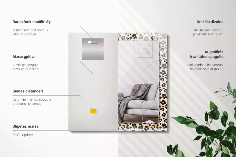 Obdélníkové dekorační zrcadlo Leopardí potisk