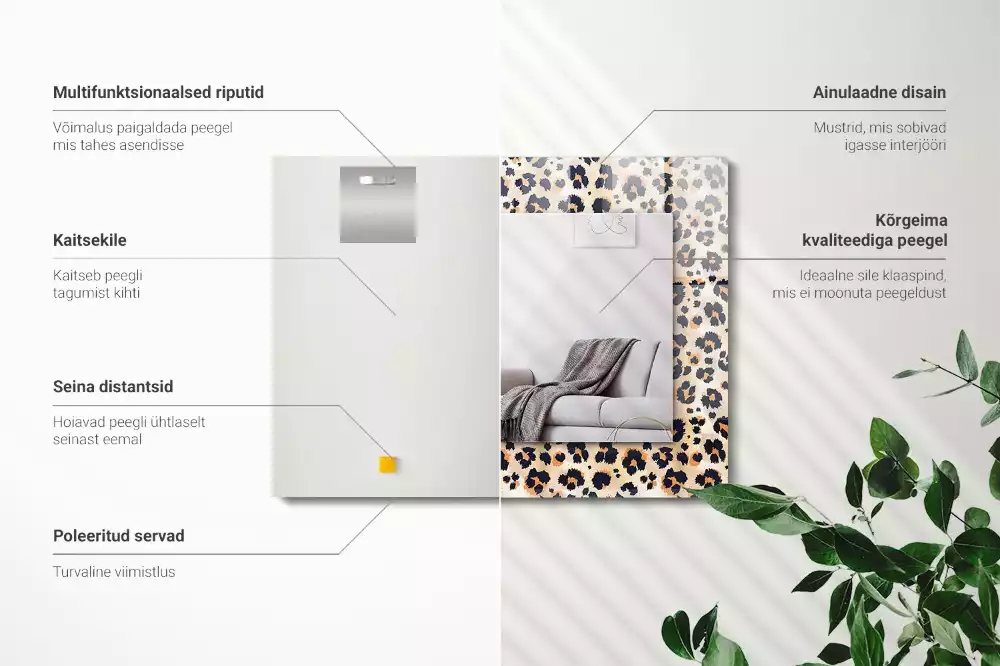 Obdélníkové dekorační zrcadlo Leopardí potisk