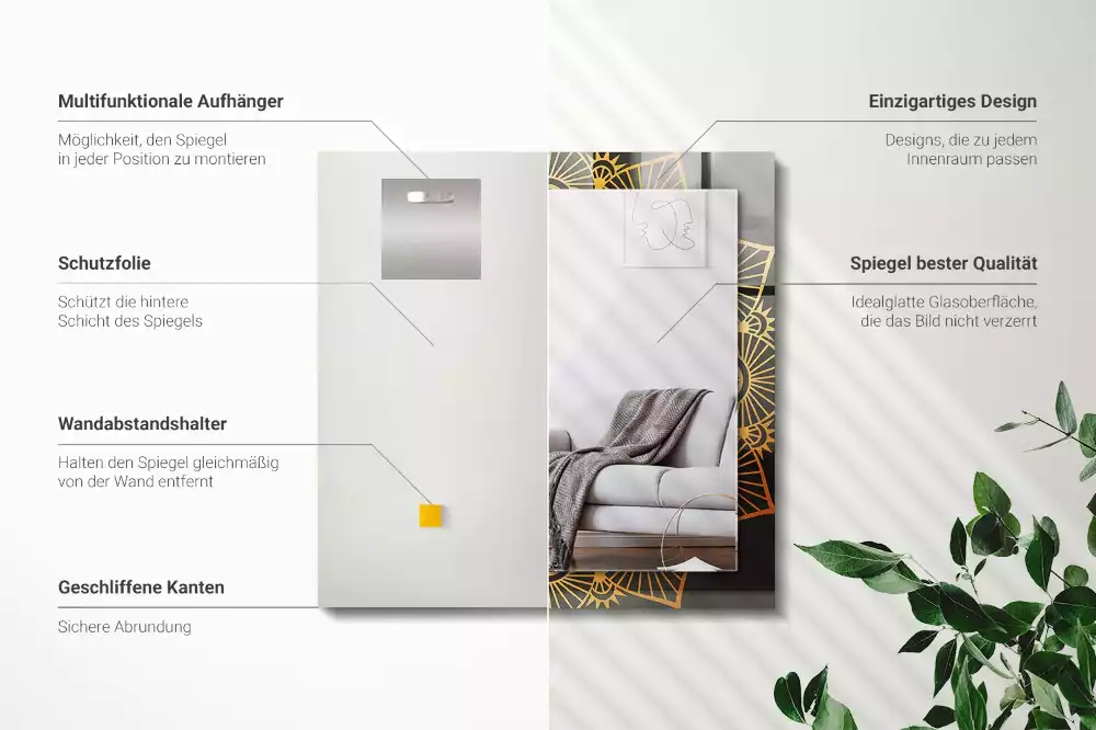 Obdélníkové dekorační zrcadlo vzor mandaly