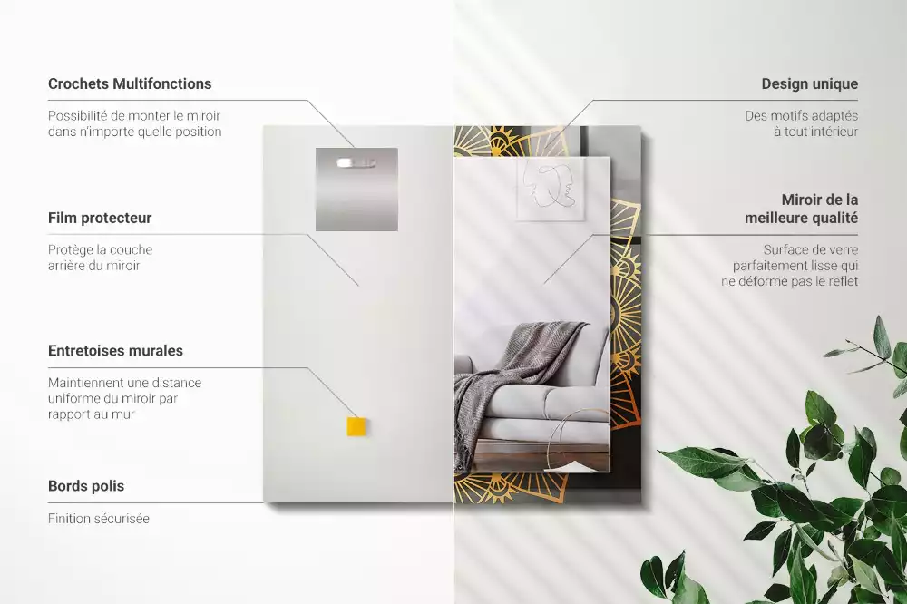 Obdélníkové dekorační zrcadlo vzor mandaly