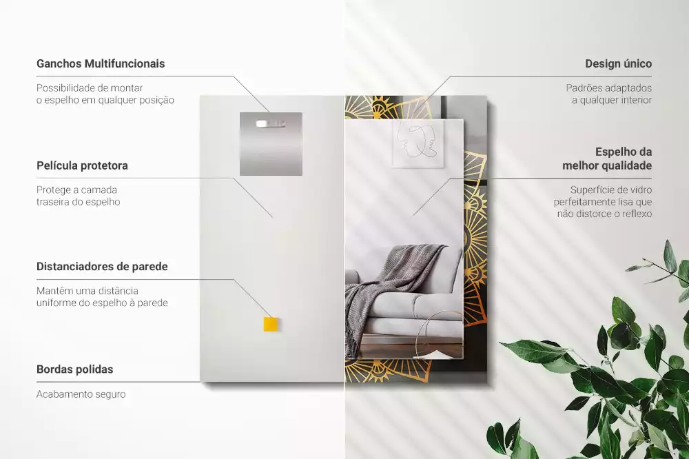 Obdélníkové dekorační zrcadlo vzor mandaly