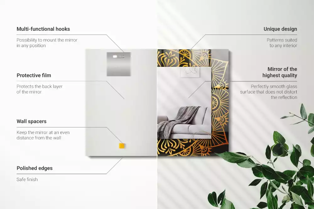 Obdélníkové dekorační zrcadlo vzor mandaly