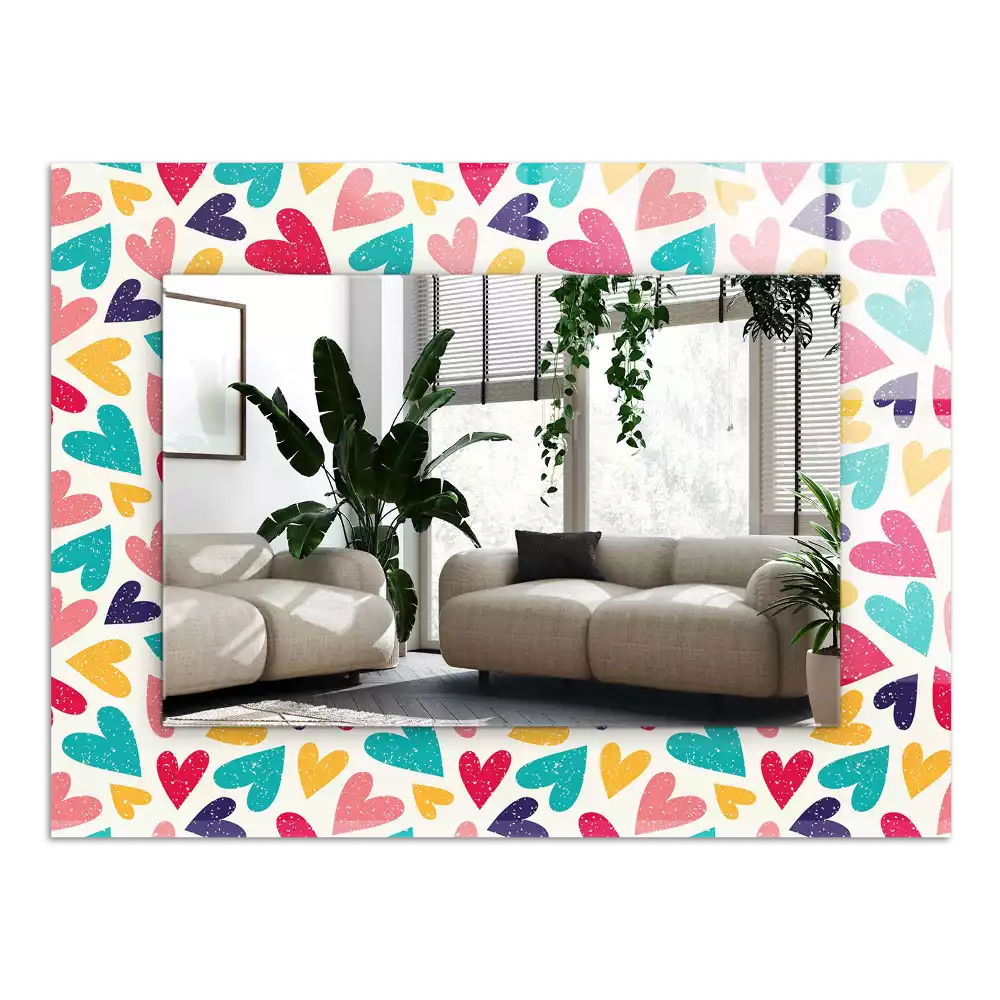 Obdélníkové dekorační zrcadlo Vzor barevné srdce