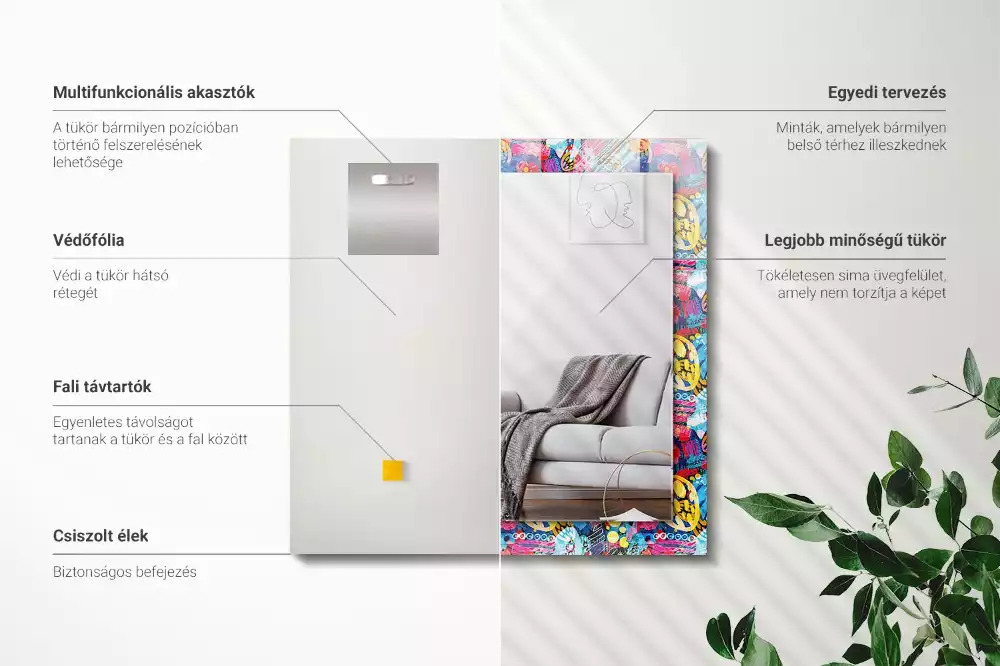 Obdélníkové dekorační zrcadlo Barevný abstraktní vzor