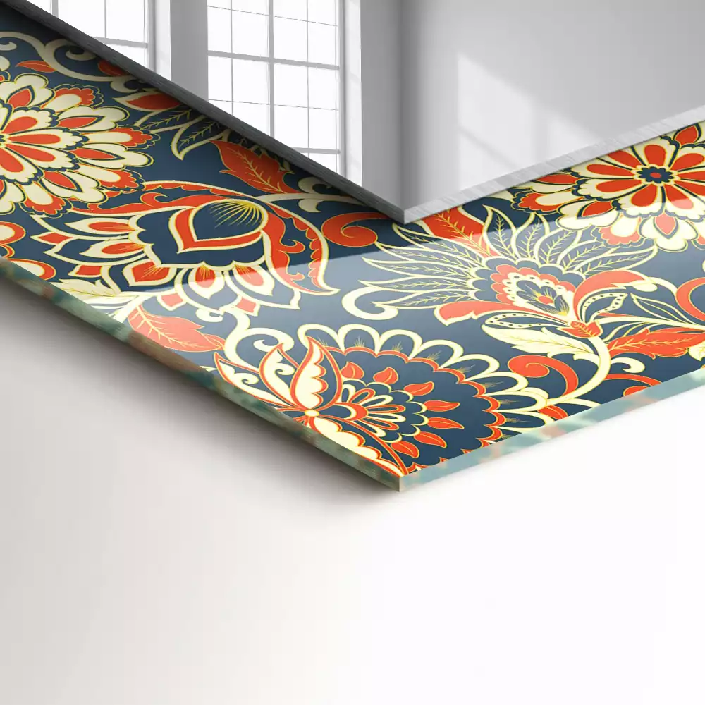 Obdélníkové dekorační zrcadlo Květinový vzor tapety