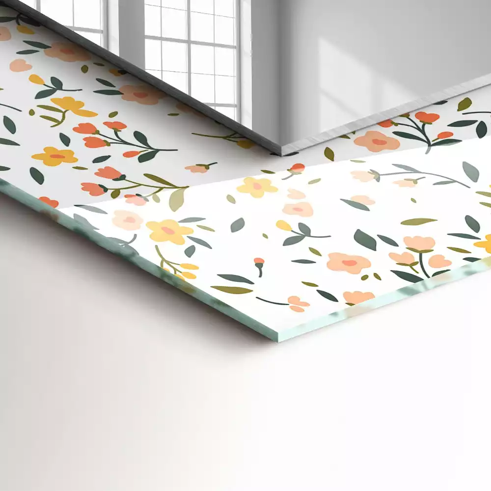 Obdélníkové dekorační zrcadlo Květinový vzor látky