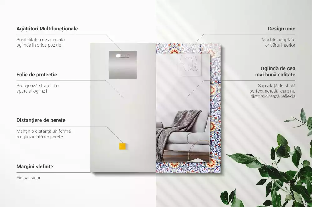 Obdélníkové dekorační zrcadlo Mandaly