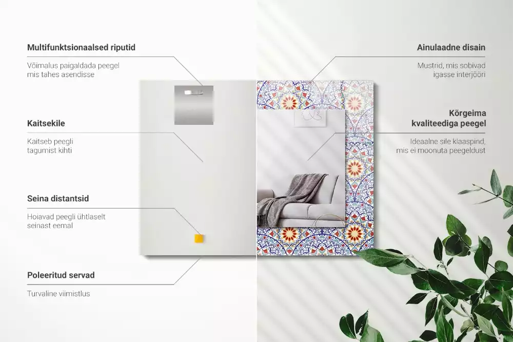 Obdélníkové dekorační zrcadlo Mandaly