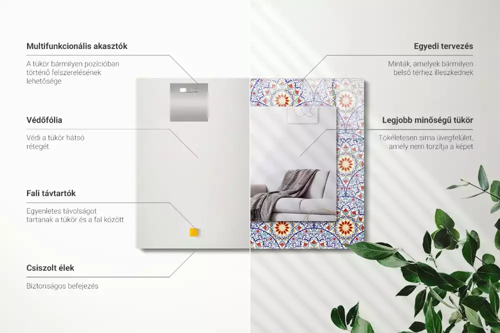 Obdélníkové dekorační zrcadlo Mandaly