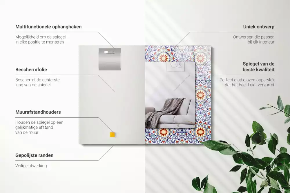 Obdélníkové dekorační zrcadlo Mandaly