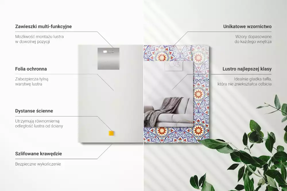 Obdélníkové dekorační zrcadlo Mandaly