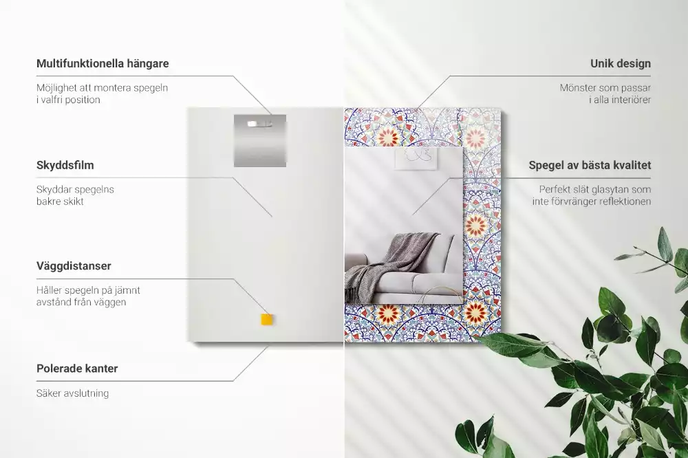 Obdélníkové dekorační zrcadlo Mandaly