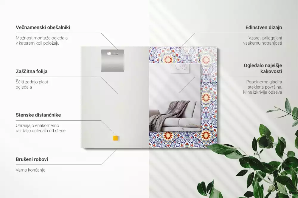 Obdélníkové dekorační zrcadlo Mandaly