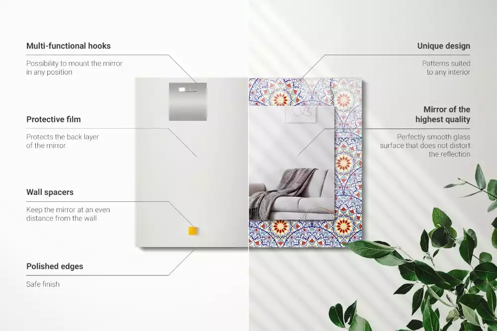 Obdélníkové dekorační zrcadlo Mandaly