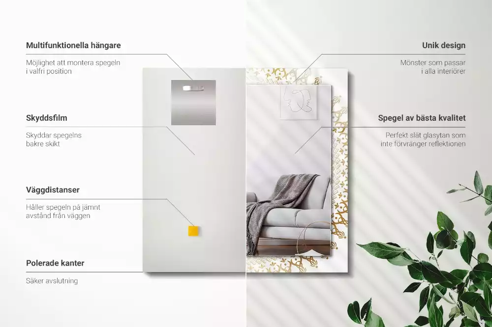 Obdélníkové dekorační zrcadlo vzor mandaly