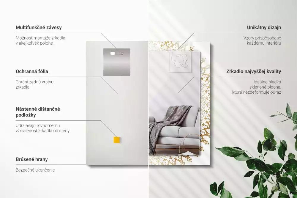 Obdélníkové dekorační zrcadlo vzor mandaly