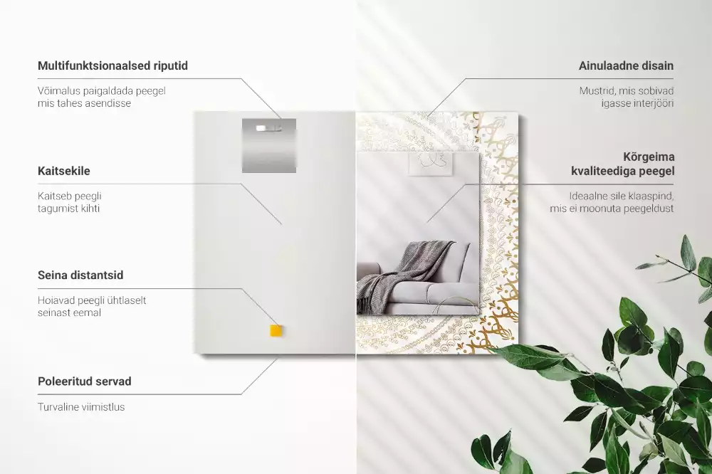 Obdélníkové dekorační zrcadlo vzor mandaly