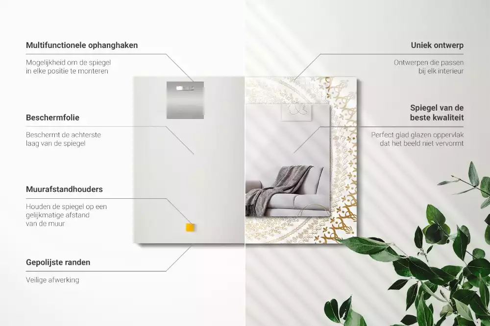 Obdélníkové dekorační zrcadlo vzor mandaly