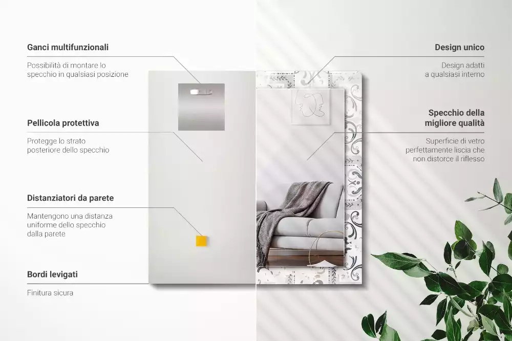 Obdélníkové dekorační zrcadlo Kachlová ozdoby vzor