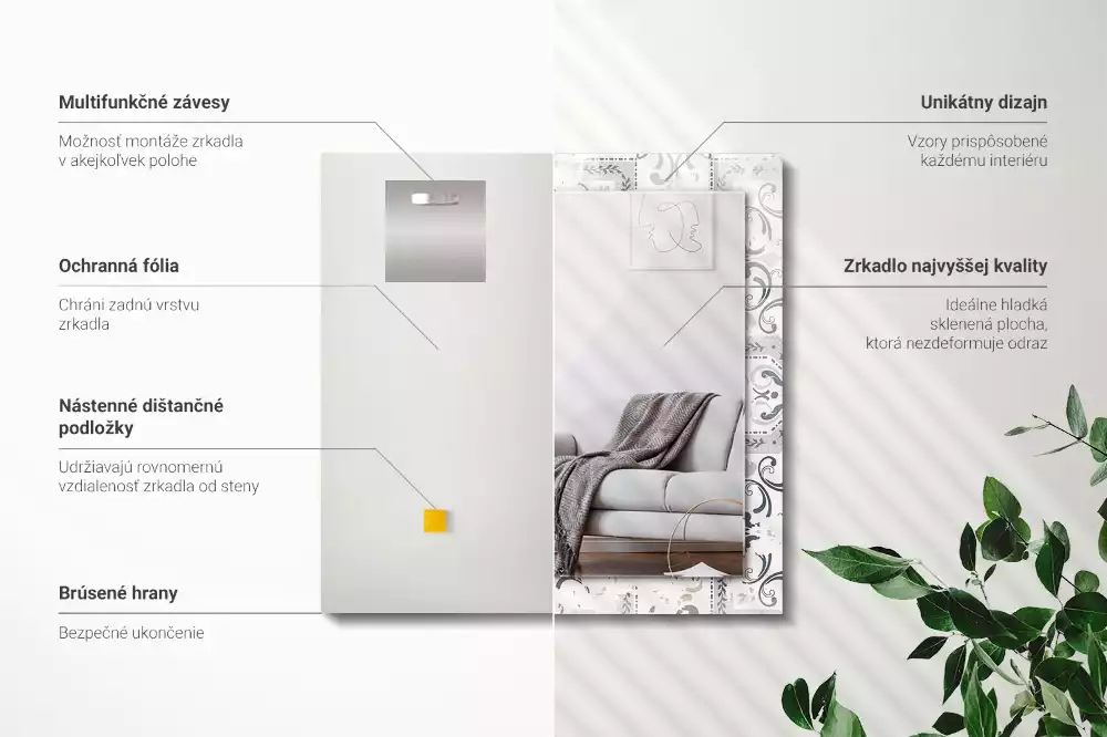 Obdélníkové dekorační zrcadlo Kachlová ozdoby vzor