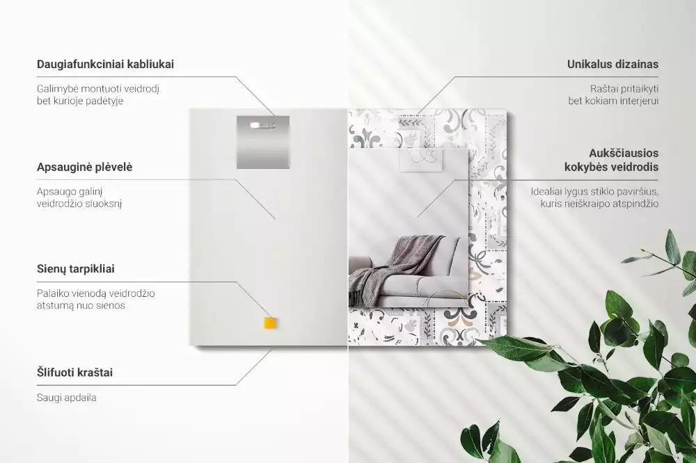 Obdélníkové dekorační zrcadlo Kachlová ozdoby vzor