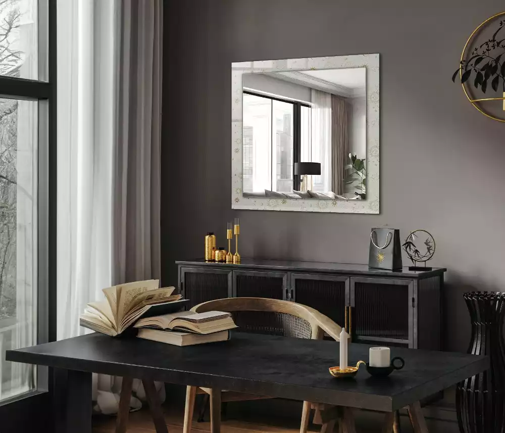 Obdélníkové dekorační zrcadlo Slunce Měsíc hvězdy