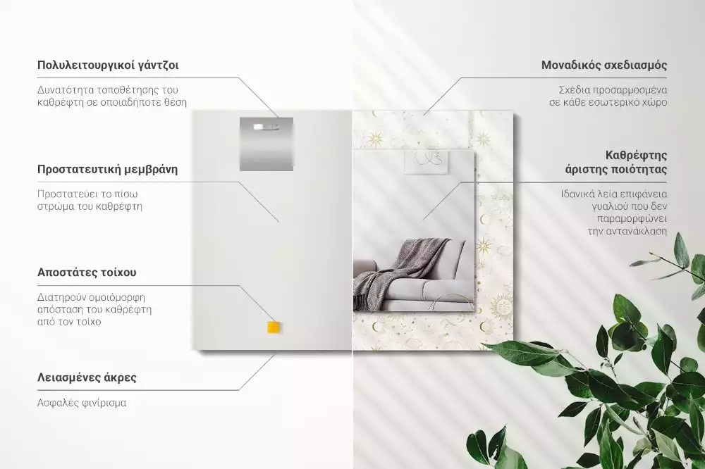 Obdélníkové dekorační zrcadlo Slunce Měsíc hvězdy