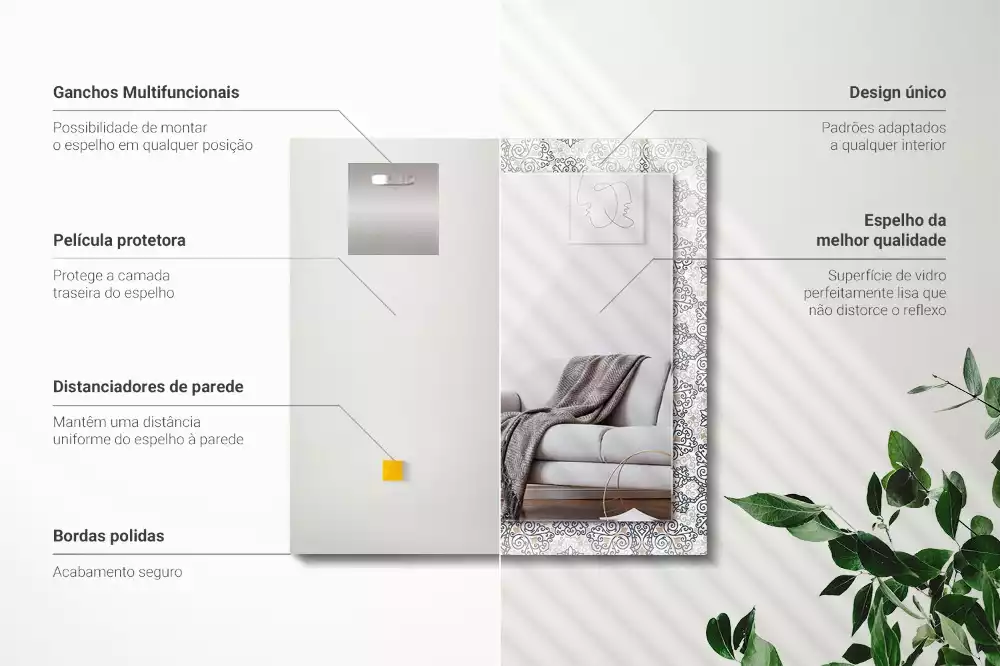 Obdélníkové dekorační zrcadlo Vzor s ornamenty