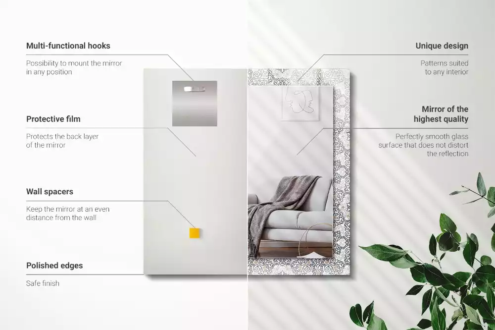 Obdélníkové dekorační zrcadlo Vzor s ornamenty