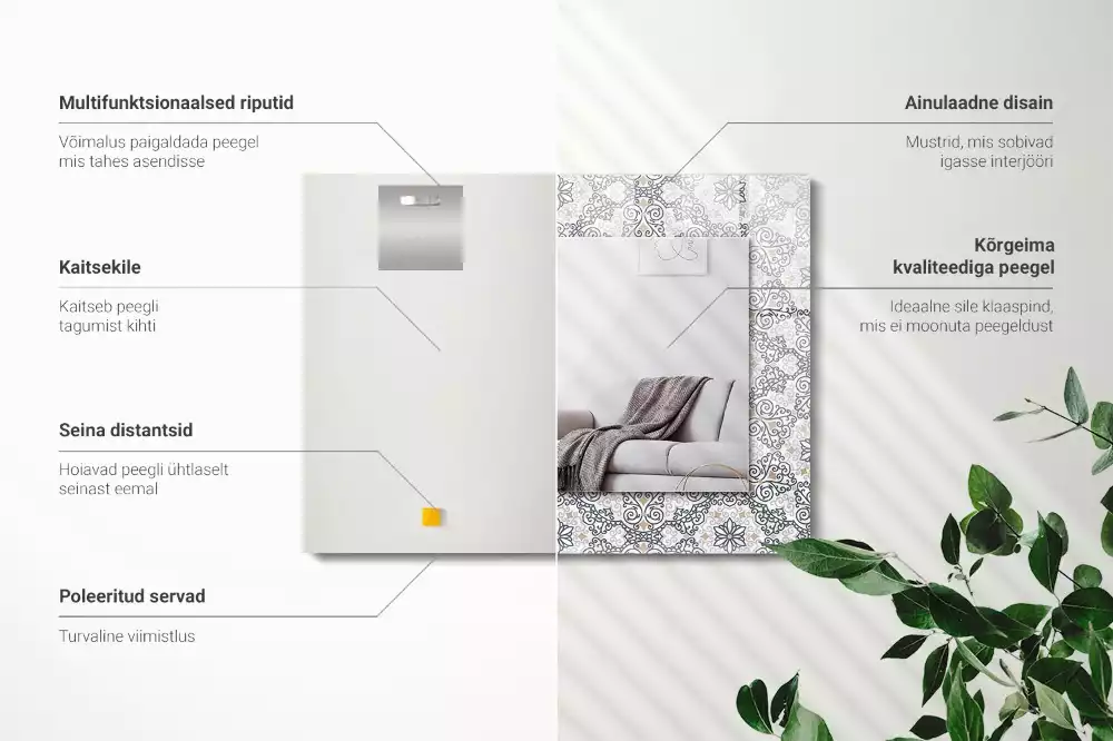 Obdélníkové dekorační zrcadlo Vzor s ornamenty