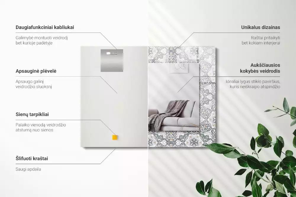 Obdélníkové dekorační zrcadlo Vzor s ornamenty