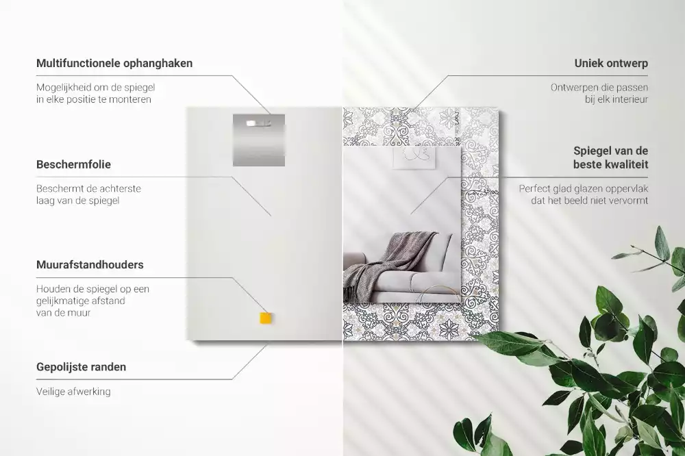 Obdélníkové dekorační zrcadlo Vzor s ornamenty