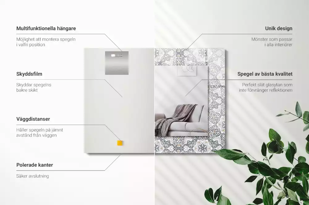 Obdélníkové dekorační zrcadlo Vzor s ornamenty