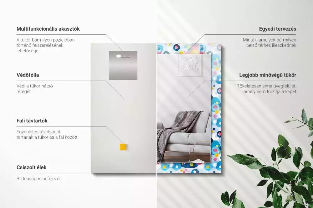 Obdélníkové dekorační zrcadlo Barevné abstraktní vzory