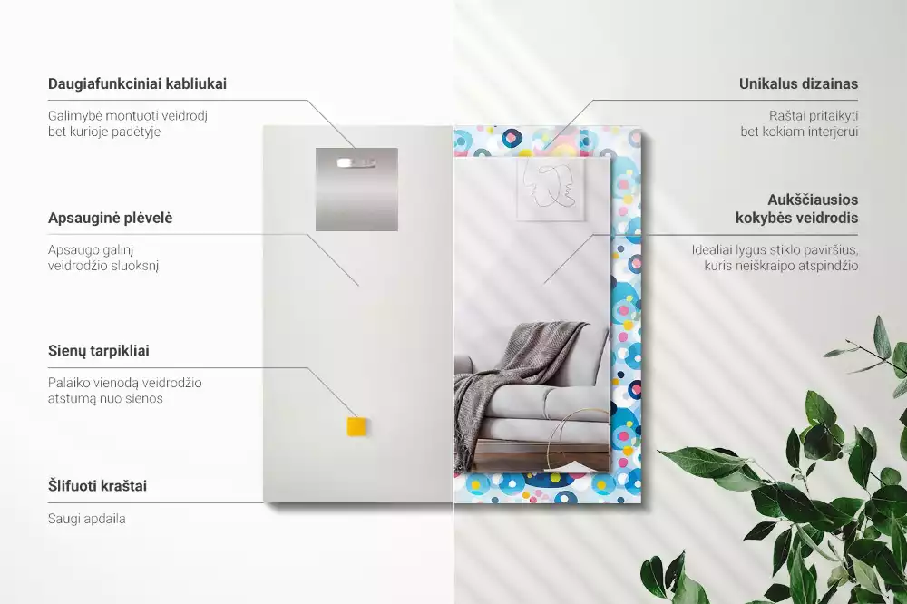 Obdélníkové dekorační zrcadlo Barevné abstraktní vzory